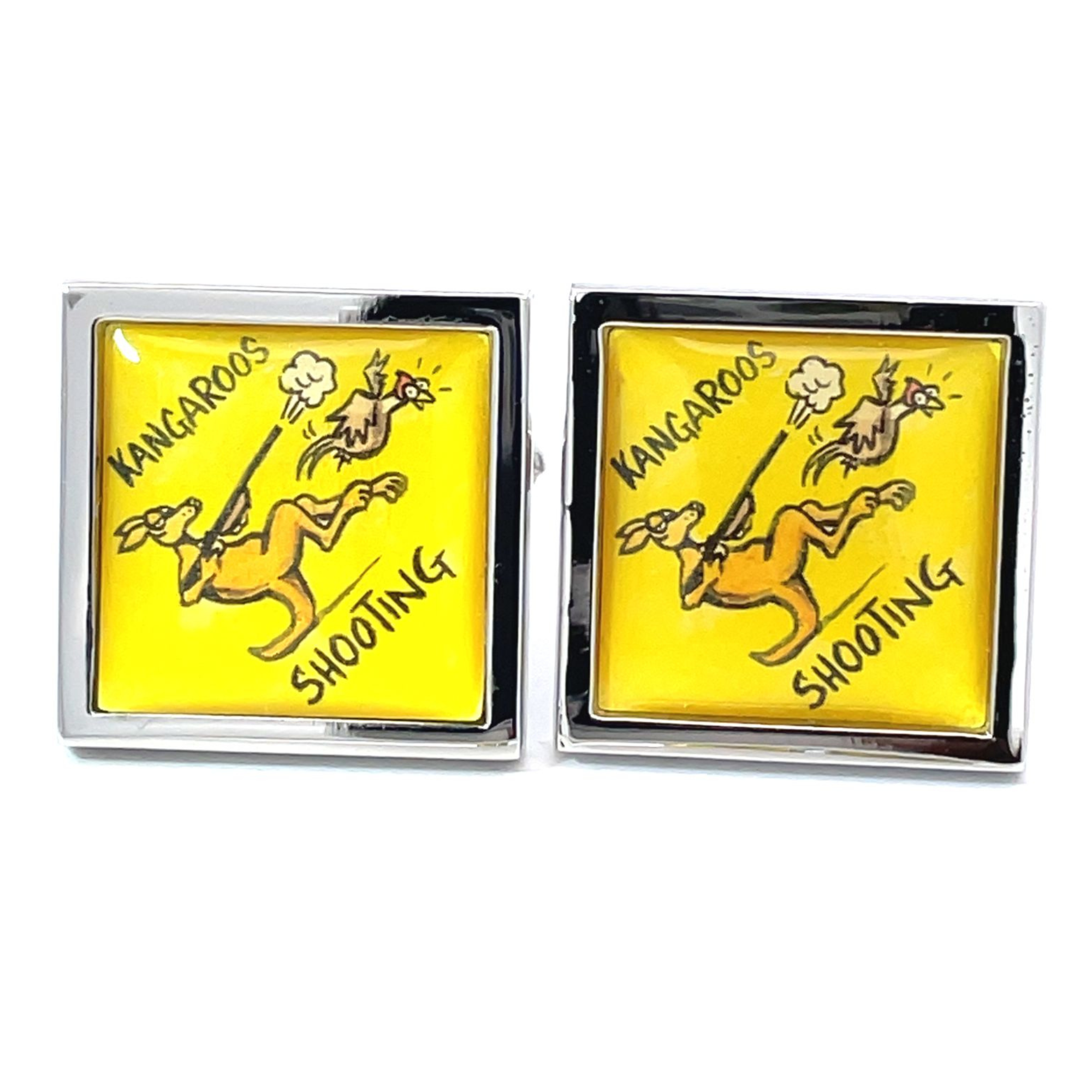 Road Sign Cufflinks: Beware Kangaroos Shooting