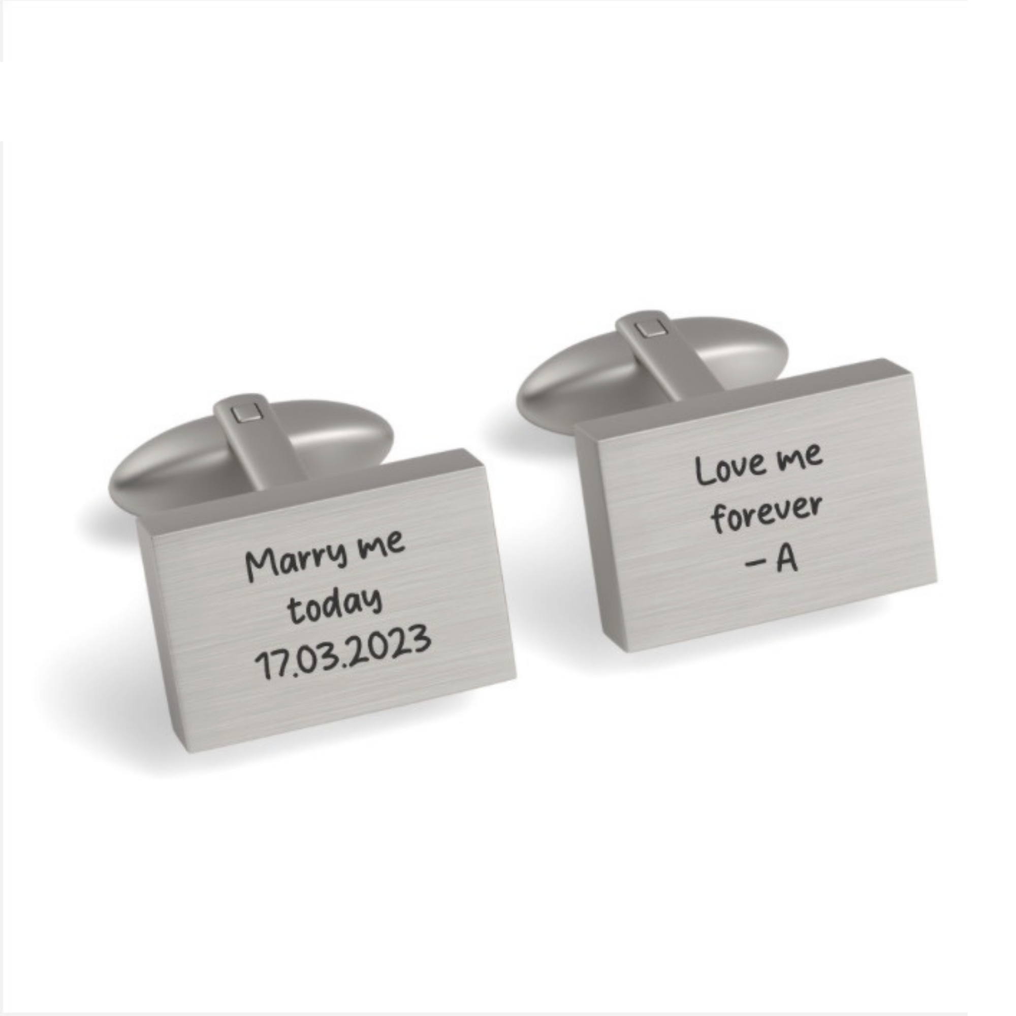 Custom Handwriting Engraved Rectangle Cufflinks