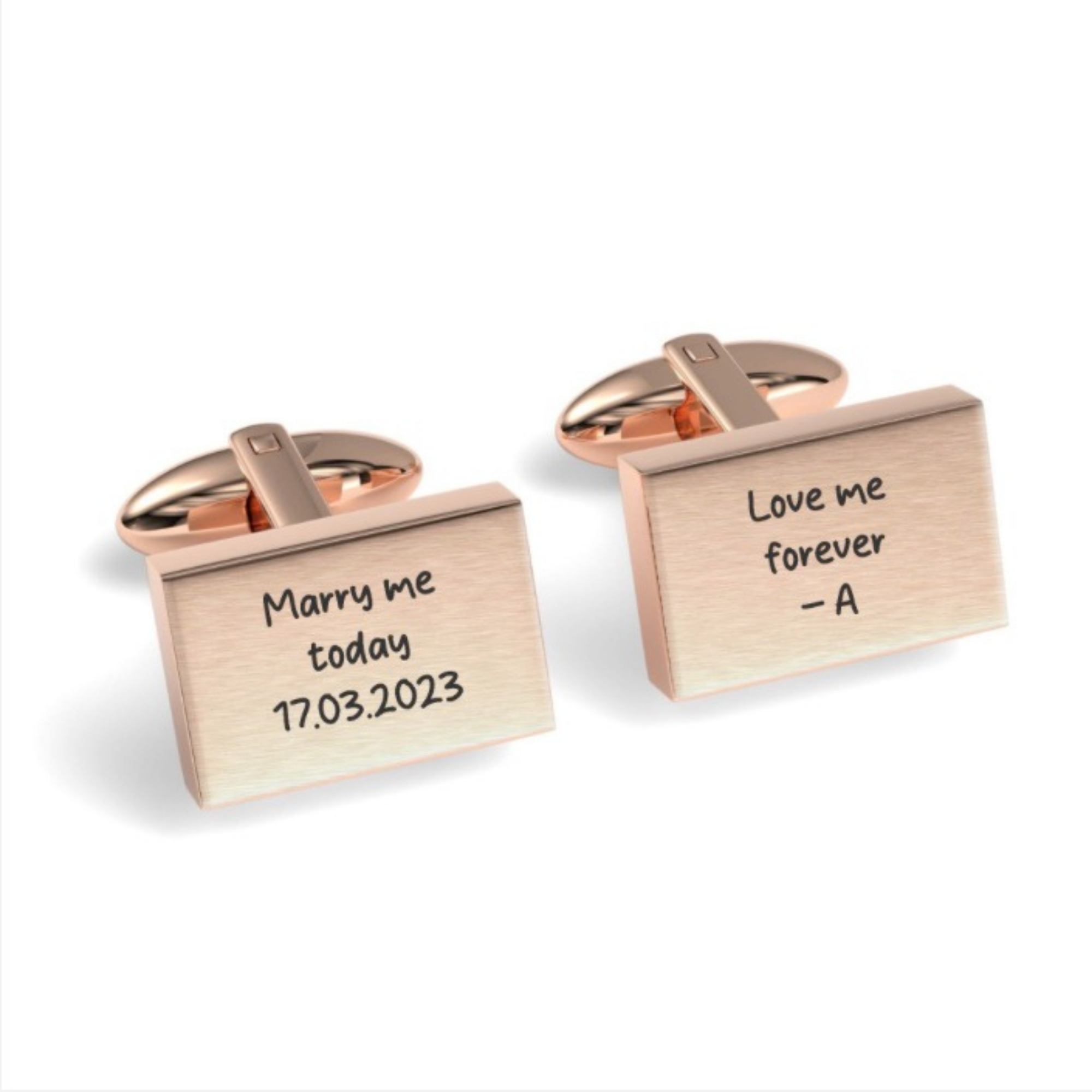 Custom Handwriting Engraved Rectangle Cufflinks