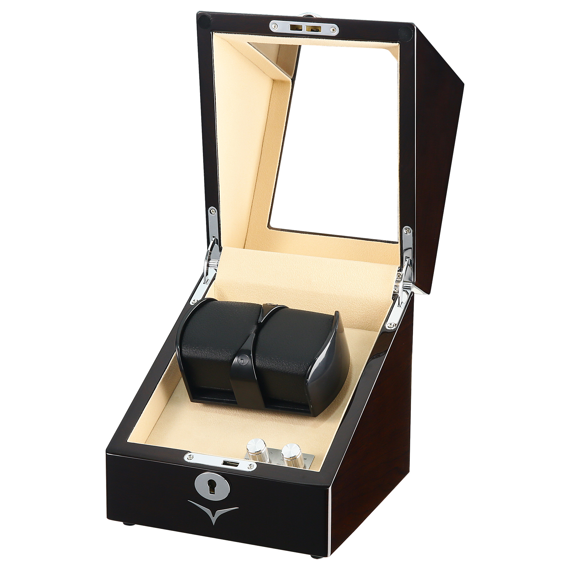 Seconds - Lindeman Mahogany Watch Winder Box for 2 Watches (Single Rotor) (B)