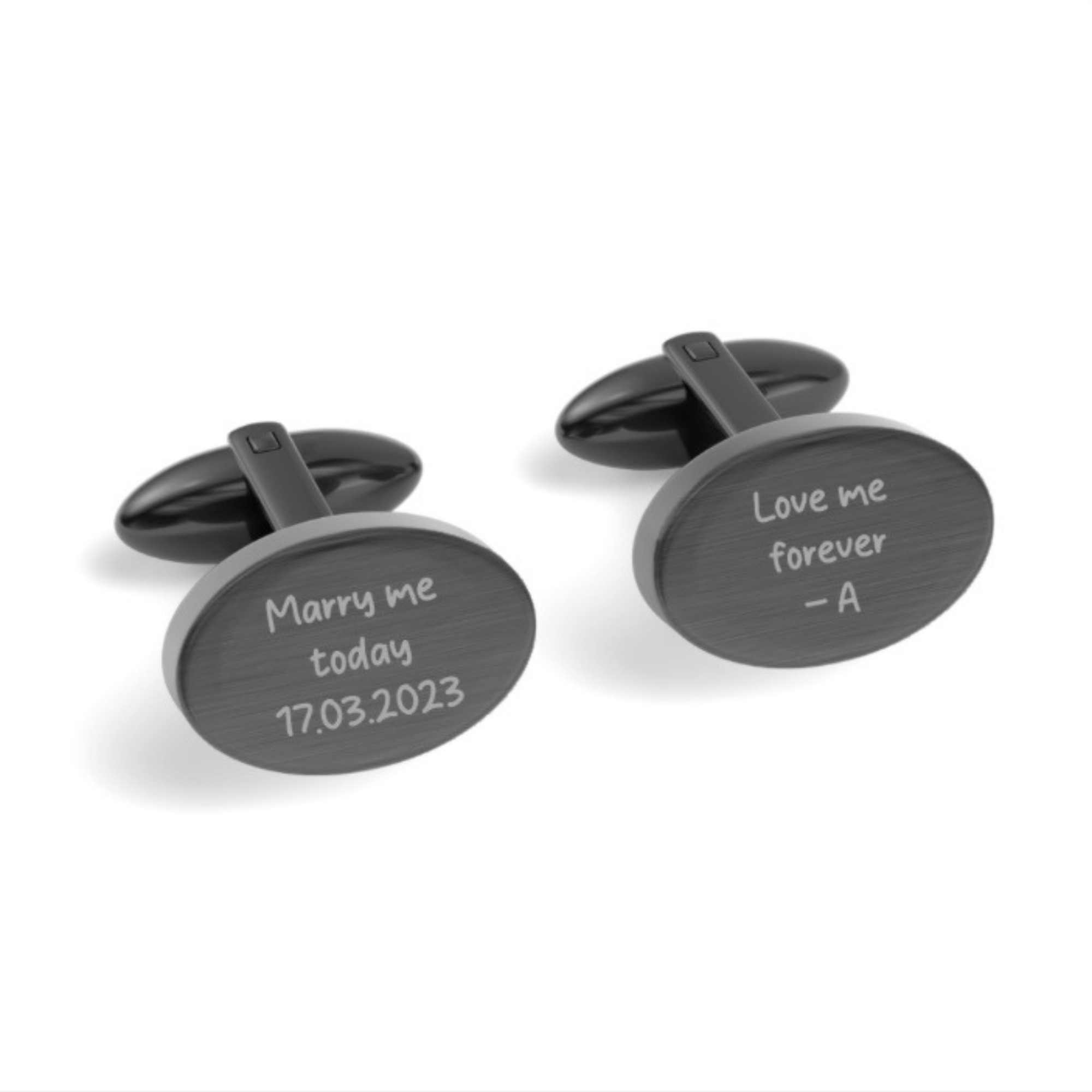 Custom Handwriting Engraved Oval Cufflinks