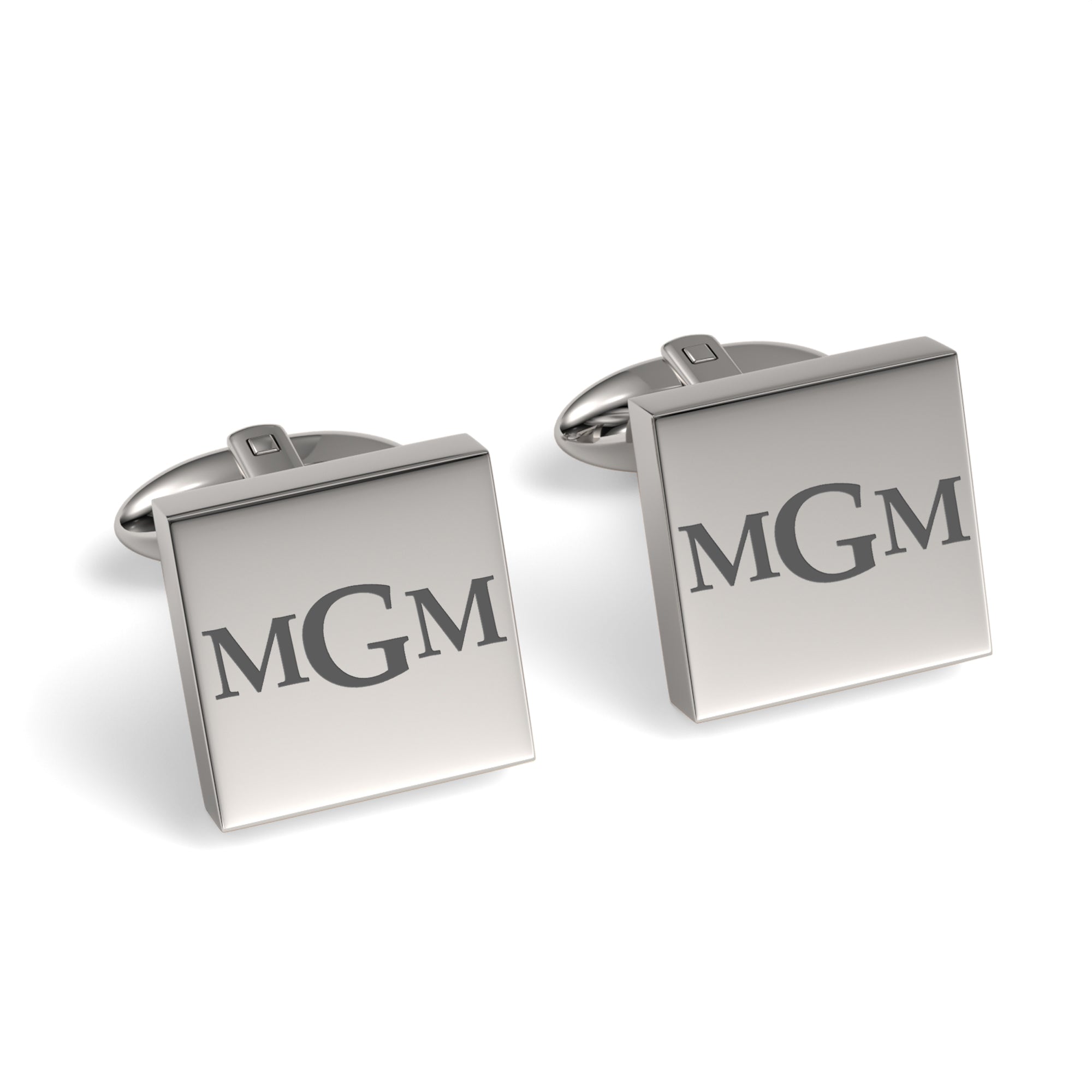 Engraved Monogram Initials Square Cufflinks