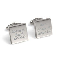 Best Dad Ever with Love Engraved Square Cufflinks