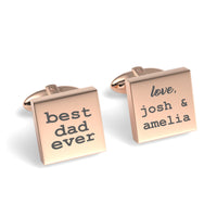 Best Dad Ever with Love Engraved Square Cufflinks