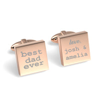 Best Dad Ever with Love Engraved Square Cufflinks