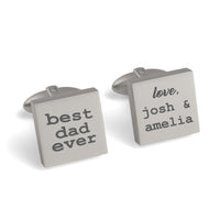 Best Dad Ever with Love Engraved Square Cufflinks