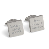 Best Dad Ever with Love Engraved Square Cufflinks