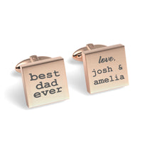 Best Dad Ever with Love Engraved Square Cufflinks