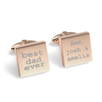 Best Dad Ever with Love Engraved Square Cufflinks