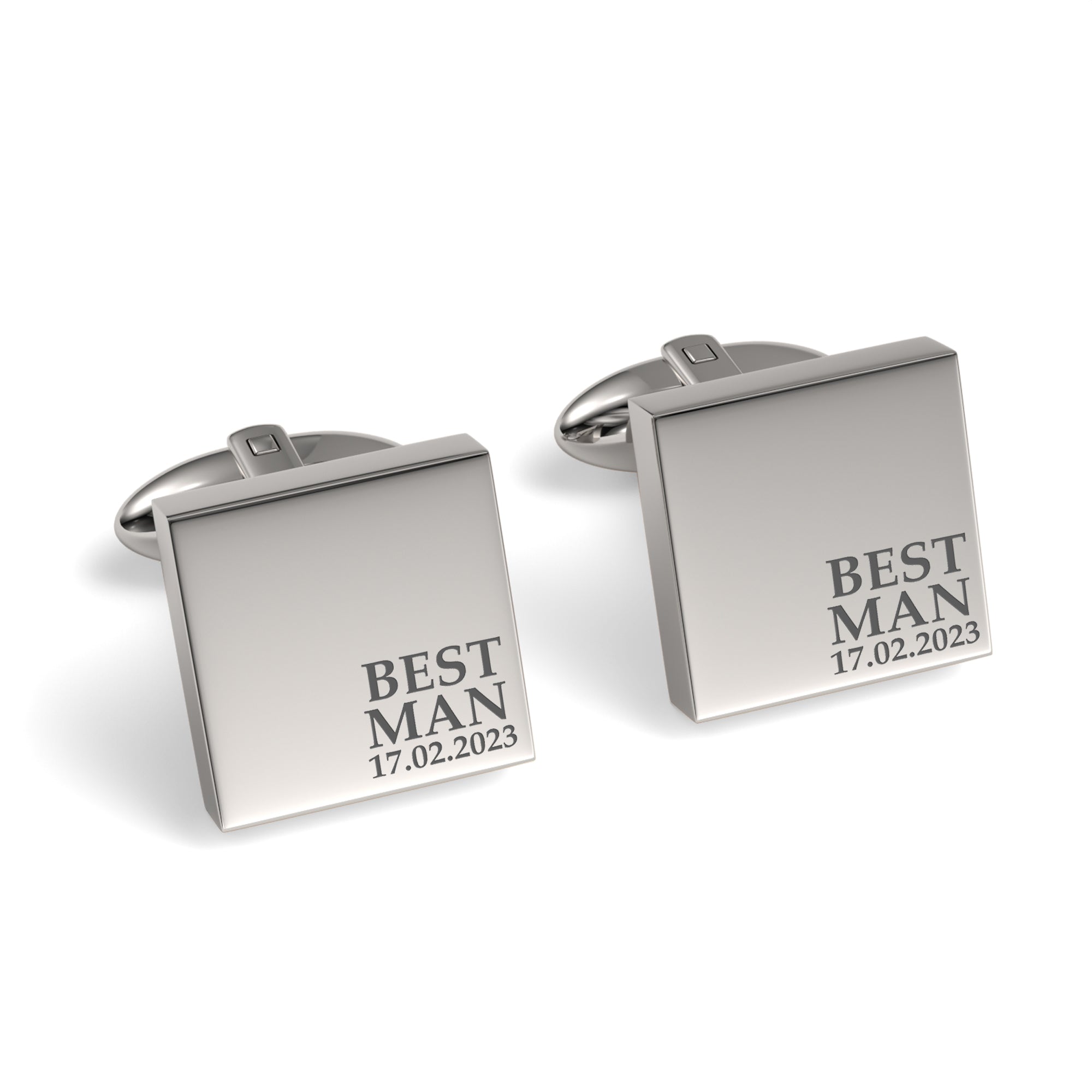 Best Man & Date Engraved Wedding Square Cufflinks