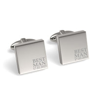 Best Man & Date Engraved Wedding Square Cufflinks