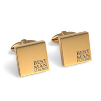 Best Man & Date Engraved Wedding Square Cufflinks