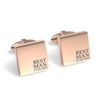 Best Man & Date Engraved Wedding Square Cufflinks