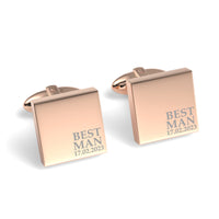 Best Man & Date Engraved Wedding Square Cufflinks