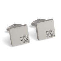 Best Man & Date Engraved Wedding Square Cufflinks