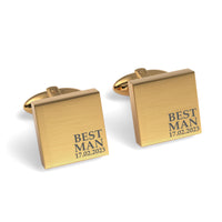 Best Man & Date Engraved Wedding Square Cufflinks