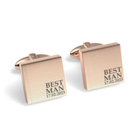 Best Man & Date Engraved Wedding Square Cufflinks