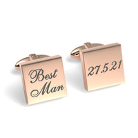 Best Man Wedding Date Engraved Square Cufflinks