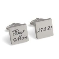 Best Man Wedding Date Engraved Square Cufflinks