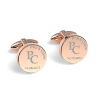 Couples Initials and Date Engraved Round Cufflinks