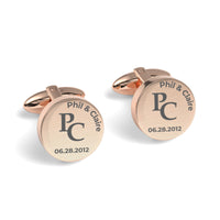 Couples Initials and Date Engraved Round Cufflinks