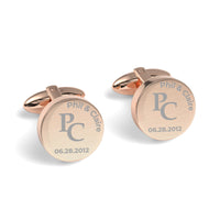 Couples Initials and Date Engraved Round Cufflinks