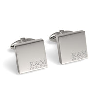 Couples Initials and Date Engraved Square Cufflinks