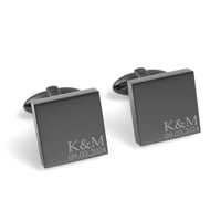 Couples Initials and Date Engraved Square Cufflinks