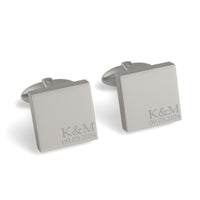 Couples Initials and Date Engraved Square Cufflinks