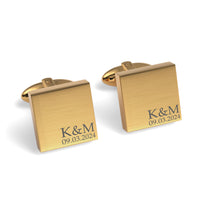 Couples Initials and Date Engraved Square Cufflinks