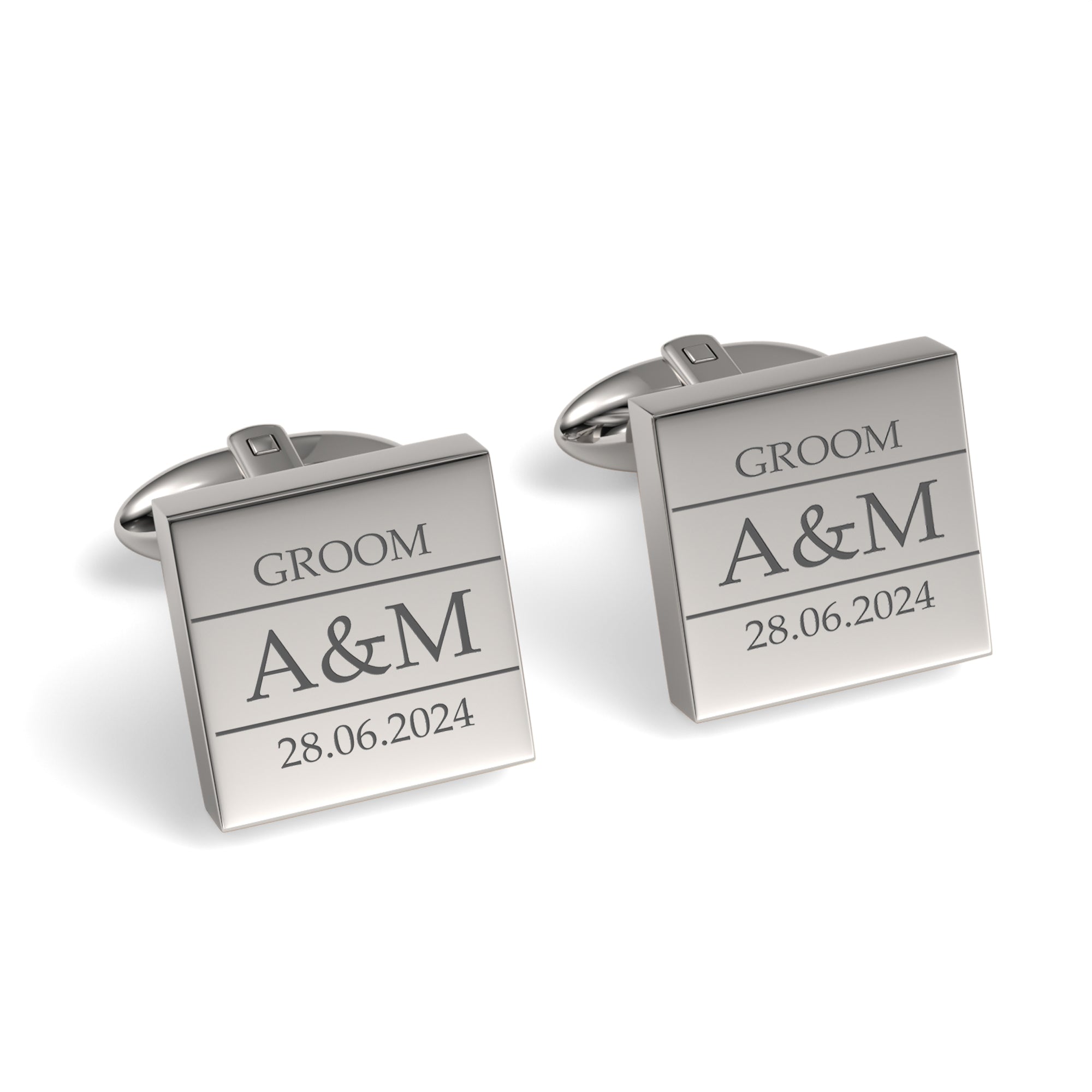 Couples Initials, Wedding Role and Date Engraved Cufflinks