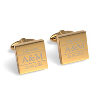 Couples Initials, Wedding Role and Date Engraved Cufflinks