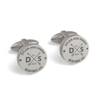 Couple Names Initials and Address Engraved Cufflinks