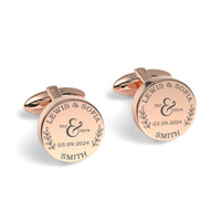 Mr + Mrs Name and Date Engraved Cufflinks