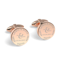 Mr + Mrs Name and Date Engraved Cufflinks