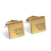 Father of the Bride & Date Engraved Wedding Square Cufflinks
