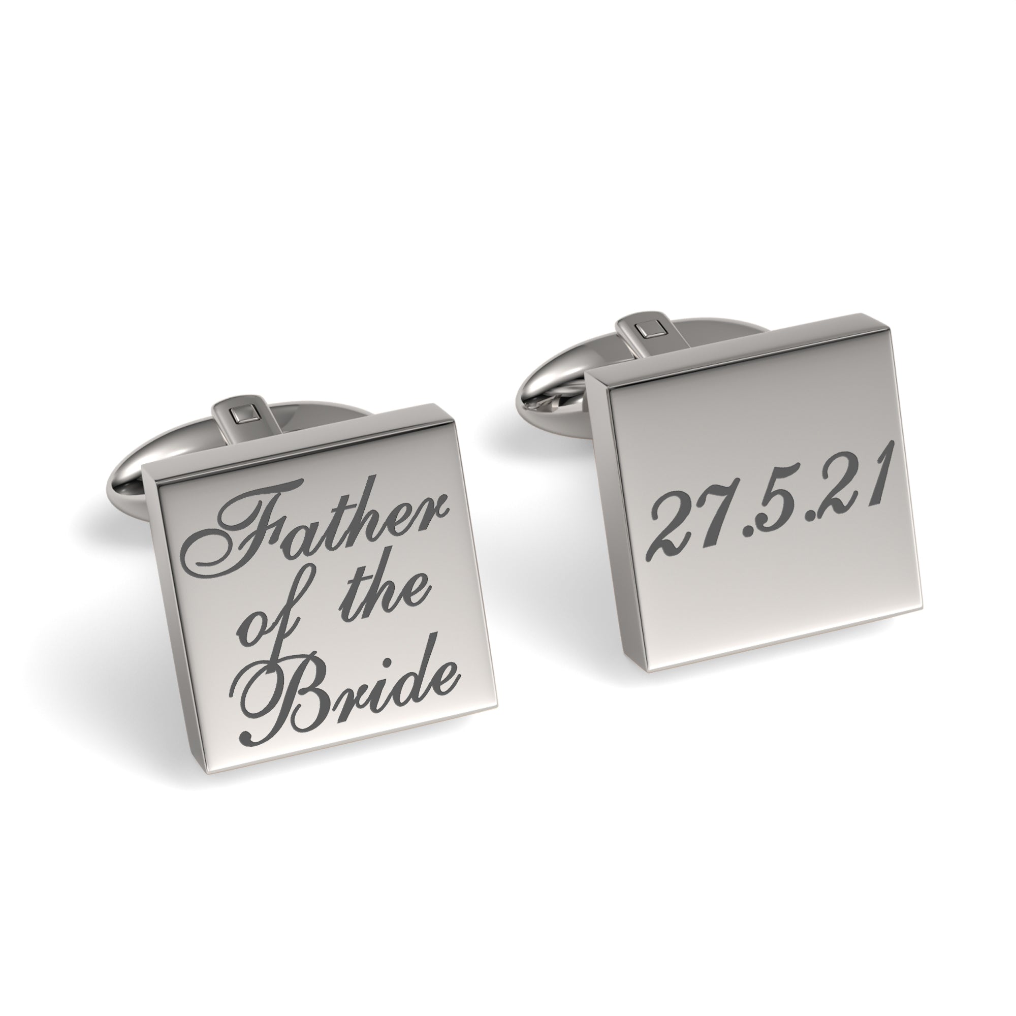 Father of the Bride Wedding Date Engraved Square Cufflinks