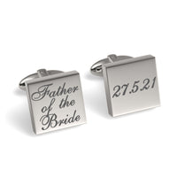 Father of the Bride Wedding Date Engraved Square Cufflinks