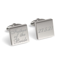 Father of the Bride Wedding Date Engraved Square Cufflinks