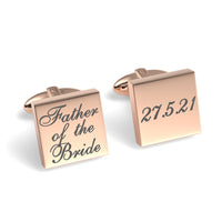 Father of the Bride Wedding Date Engraved Square Cufflinks