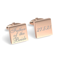 Father of the Bride Wedding Date Engraved Square Cufflinks