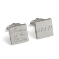 Father of the Bride Wedding Date Engraved Square Cufflinks