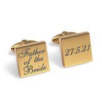 Father of the Bride Wedding Date Engraved Square Cufflinks