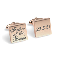 Father of the Bride Wedding Date Engraved Square Cufflinks