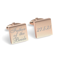 Father of the Bride Wedding Date Engraved Square Cufflinks