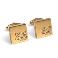 Father of the Groom & Date Engraved Wedding Square Cufflinks