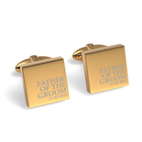 Father of the Groom & Date Engraved Wedding Square Cufflinks