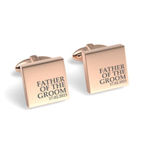 Father of the Groom & Date Engraved Wedding Square Cufflinks