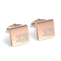 Father of the Groom & Date Engraved Wedding Square Cufflinks