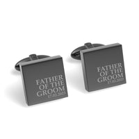 Father of the Groom & Date Engraved Wedding Square Cufflinks